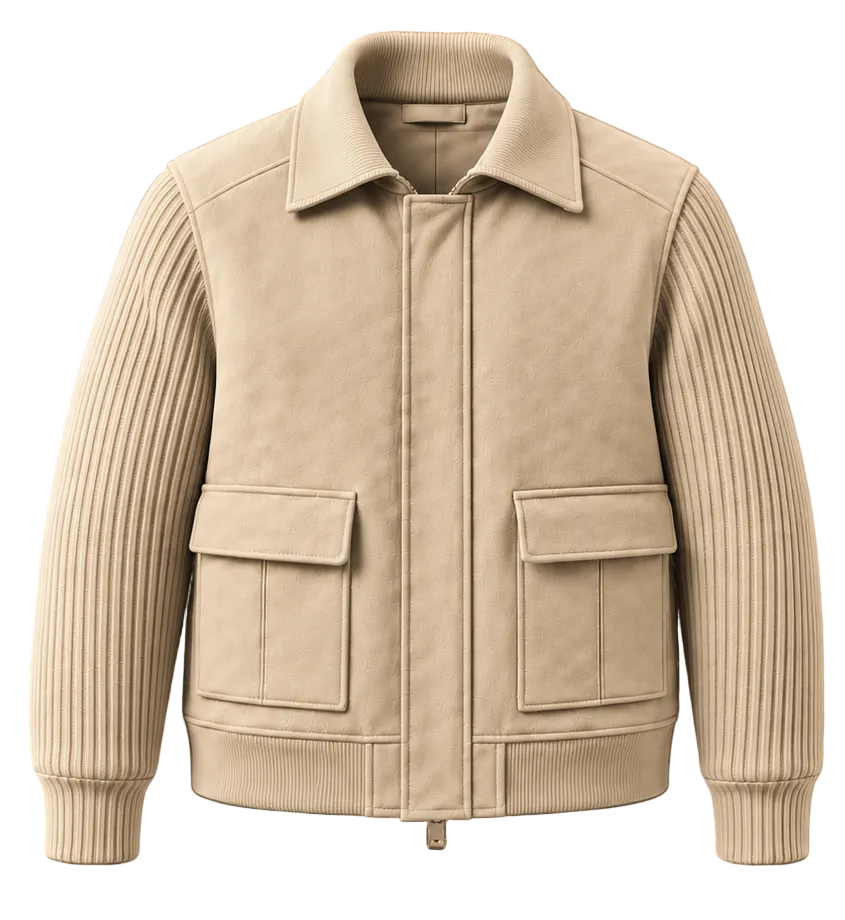 Velour leder jack beige
